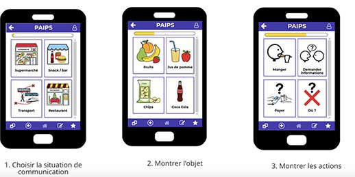 visuel des écrans de l'application PAIPS