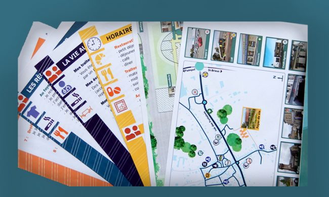 visuel montrant un éventail des différentes fiches réalisées pour la Fondation Bon Sauveur