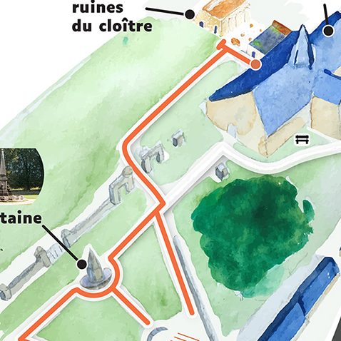 détail d'un plan zoomé d'abbaye du Relec