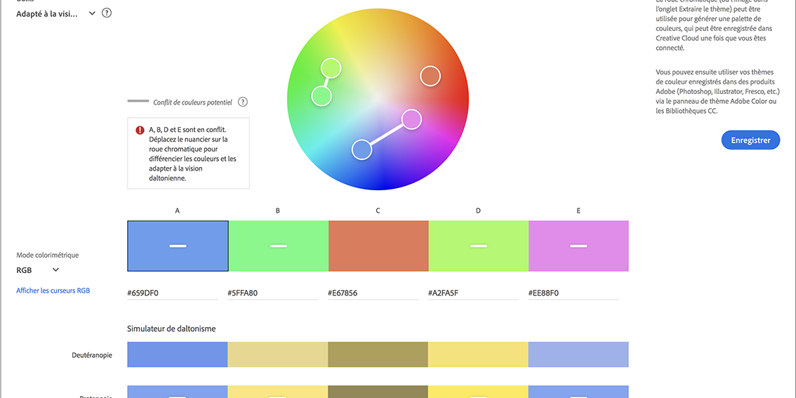 présentation de l'interface d'adobecolor