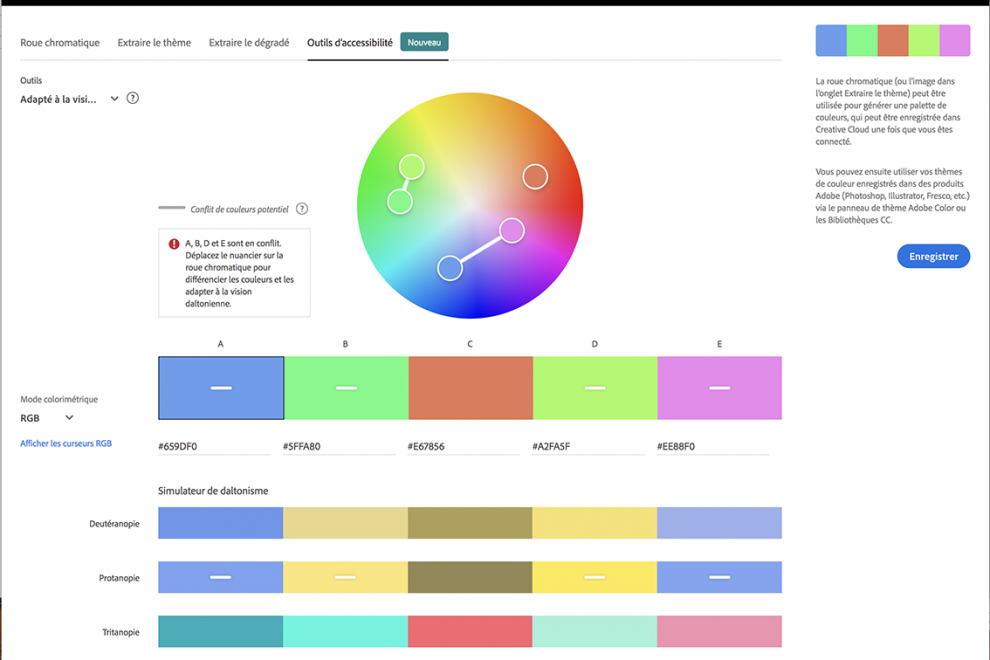 présentation de l'interface d'adobecolor