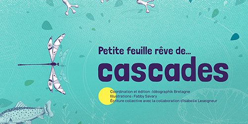 couverture du livre présentant petite feuille qui plonge dans la rivière et tous les animaux qui s'écartent