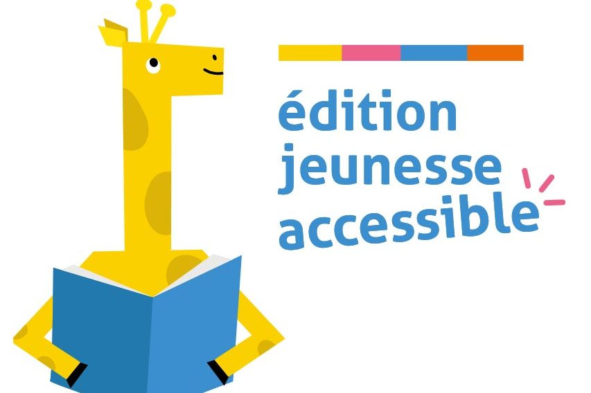 logo EJA, présentant une girafe qui lit et à côté l'inscription édition jeunesse accessible