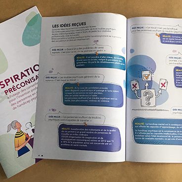 présentation de la double page Idée reçue, organisées sous forme de bulle idée et réalité