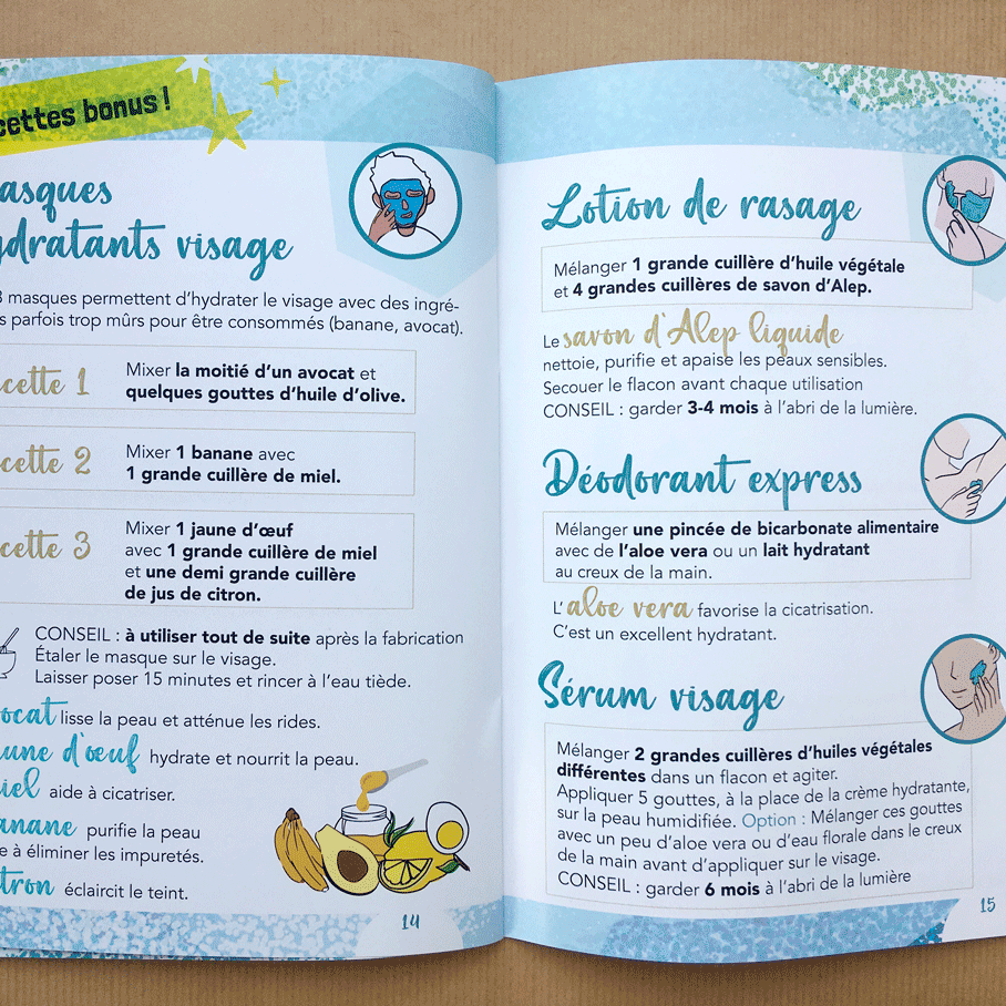 MUTUALITE livret de recettes FALC, chaque page de recettes FALC double page bonus pour les recettes nécessitant des produits spécifiques pouvant être difficile à trouver.