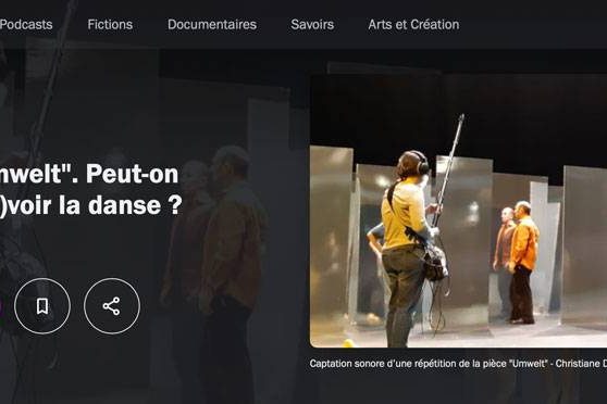 Capture d'écran du site de France culture présentant l'émission sur les spectacles de danse audiodécrit