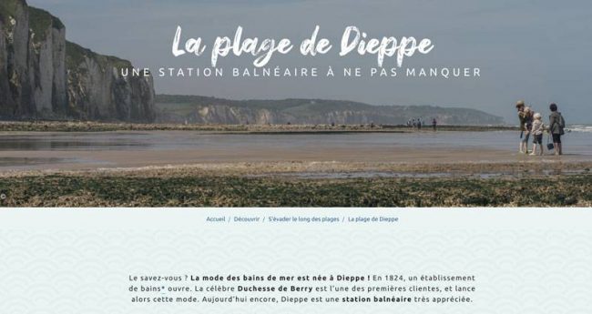photo extraite du site internet et particulièrement de la page des plages de Dieppe